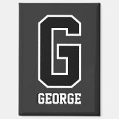 Aangepast zwart-wit gepersonaliseerd monogram magneet (Voorkant)