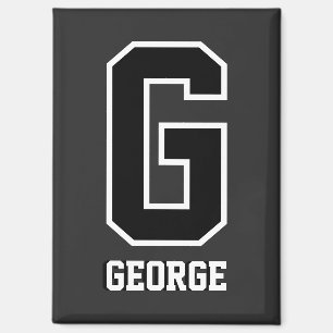 Aangepast zwart-wit gepersonaliseerd monogram magneet