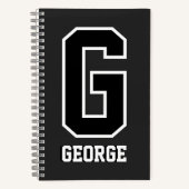Aangepast zwart-wit gepersonaliseerd monogram notitieboek (Voorkant)