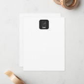 Aangepast zwart-wit gepersonaliseerd monogram notitiekaartje (Voorkant / Achterkant in situ)