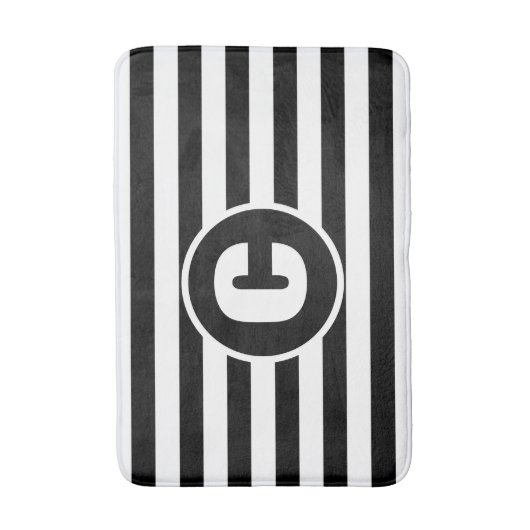 Aangepast zwart-wit gestreept monogram baarmoederv badmat (Voorkant Verticaal)