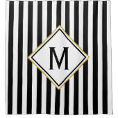 Aangepast zwart-wit gestreept patroon douchegordijn (Voorkant)