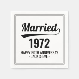 Aangepast zwart-wit Golden 50e Jubileum Jaar Servet