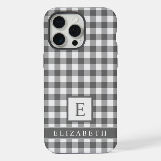 Aangepast zwart wit grijs geruit patroon iPhone hoesje (Achterkant)