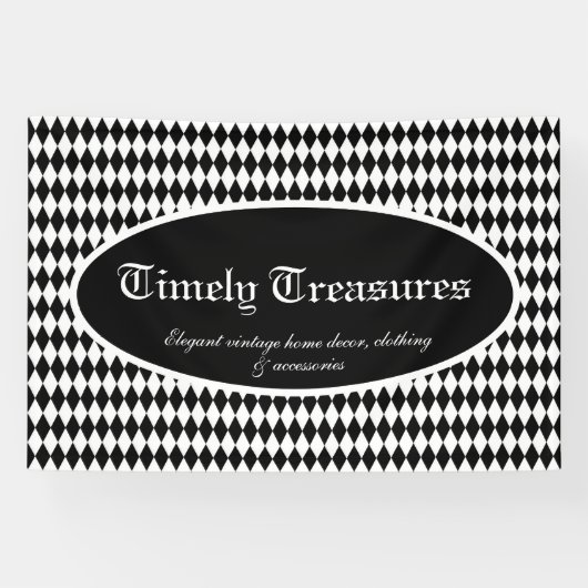 Aangepast zwart-wit Harlequin Spandoek (Horizontaal)