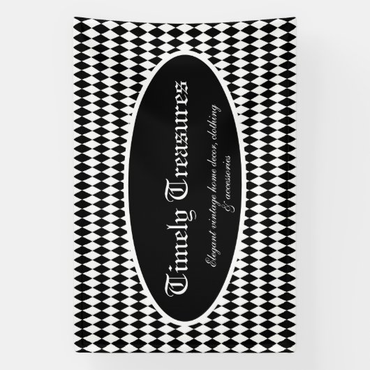 Aangepast zwart-wit Harlequin Spandoek (Verticaal)