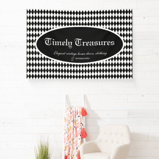 Aangepast zwart-wit Harlequin Spandoek (Insitu)