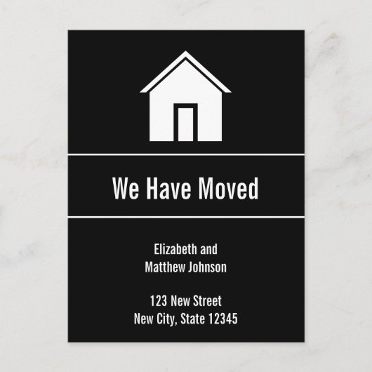 Aangepast zwart-wit huis Verplaatsende Aankondigin Briefkaart (Voorkant)