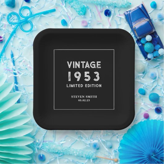 Aangepast zwart-wit jaar 50e 60e verjaardag papieren bordje (Feest)