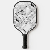 Aangepast zwart-wit, Klassieke computercircuitkaar Pickleball Paddle (Achterkant)