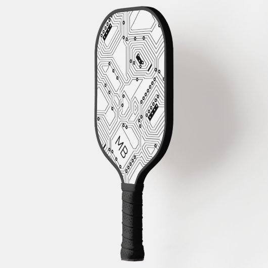 Aangepast zwart-wit, Klassieke computercircuitkaar Pickleball Paddle (Links)