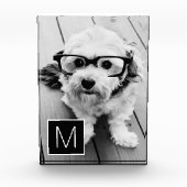 Aangepast zwart-wit kleurenmonogram 1 fotoblokken (Voorkant)