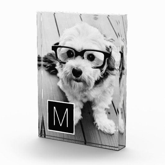 Aangepast zwart-wit kleurenmonogram 1 fotoblokken (Rechts)
