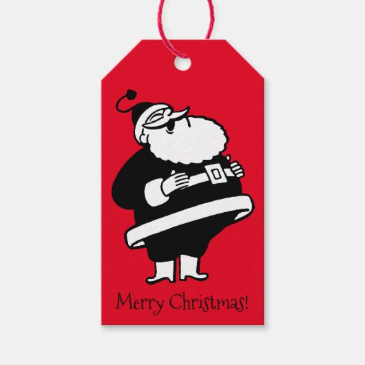 Aangepast  zwart-wit lachen Santa Red Cadeaulabel (Voorkant)