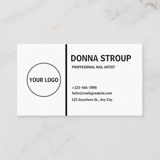 Aangepast zwart-wit Logo Modern Visitekaartje (Voorkant)