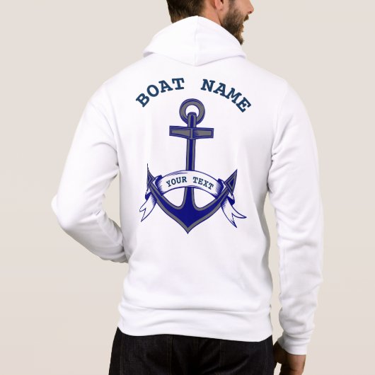 Aangepast zwart-wit Mannen anchor Zip Hoodie (Achterkant)
