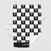 Aangepast zwart-wit medisch symbool Caduceus Golfhanddoek (Insitu)