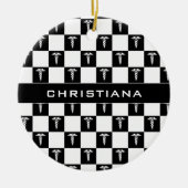 Aangepast zwart-wit medisch symbool Caduceus Keramisch Ornament (Voorkant)