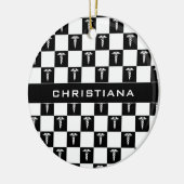 Aangepast zwart-wit medisch symbool Caduceus Keramisch Ornament (Links)