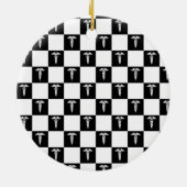 Aangepast zwart-wit medisch symbool Caduceus Keramisch Ornament (Achterkant)