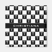 Aangepast zwart-wit medisch symbool Caduceus Magneet (Voorkant)