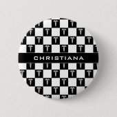 Aangepast zwart-wit medisch symbool Caduceus Ronde Button 5,7 Cm (Voorkant)