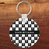 Aangepast zwart-wit medisch symbool Caduceus Sleutelhanger (Voorkant)