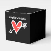 Aangepast zwart-wit met rode liefdeshartwedstrijk bedankdoosjes (Voorkant Zijde)