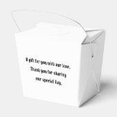 Aangepast zwart-wit met rode liefdeshartwedstrijk bedankdoosjes (Achterkant)