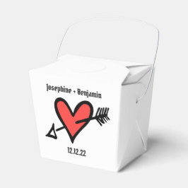 Aangepast zwart-wit met rode liefdeshartwedstrijk bedankdoosjes