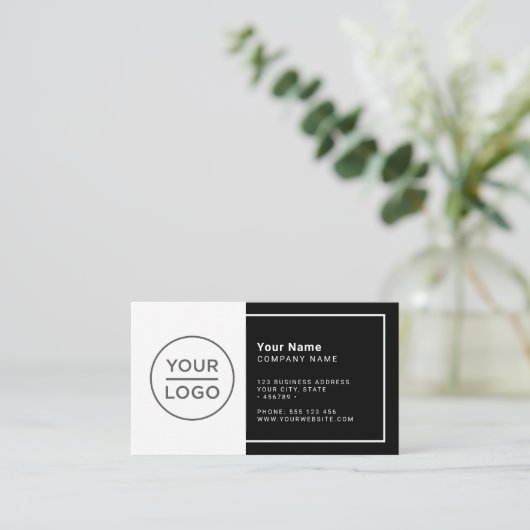 Aangepast zwart-wit modern minimalistisch elke kle visitekaartje (Staand voorkant)