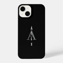 Aangepast zwart-wit modern monogram iPhone 14 hoesje