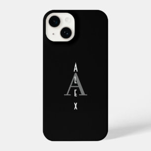 Aangepast zwart-wit modern monogram iPhone 14 hoesje