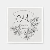Aangepast zwart-wit monogram begrafenis Napkins Servet (Voorkant)