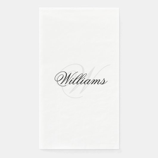 Aangepast zwart-wit monogram gasthanddoek servet (Voorkant)