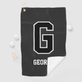 Aangepast zwart-wit monogram – gepersonaliseerd ca golfhanddoek (Insitu)