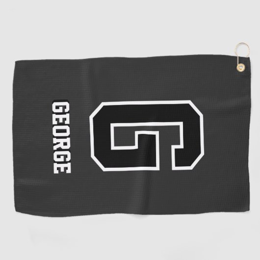 Aangepast zwart-wit monogram – gepersonaliseerd ca golfhanddoek (Horizontaal)