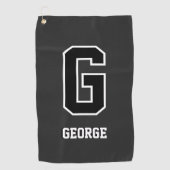 Aangepast zwart-wit monogram – gepersonaliseerd ca golfhanddoek (Voorkant)