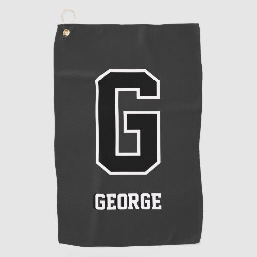 Aangepast zwart-wit monogram – gepersonaliseerd ca golfhanddoek (Voorkant)
