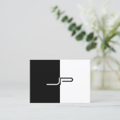 Aangepast zwart-wit monogram Initiaal Elegant mode Visitekaartje (Staand voorkant)