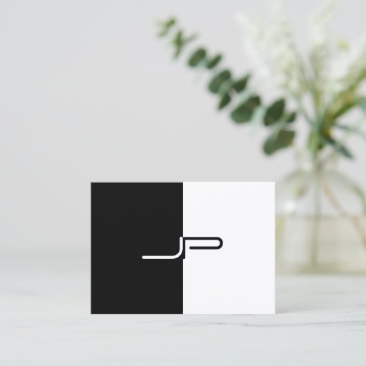 Aangepast zwart-wit monogram Initiaal Elegant mode Visitekaartje (Staand voorkant)