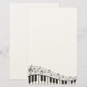 Aangepast zwart-wit pianotoetsenbord. Naam toevoeg Briefpapier (Voorkant / Achterkant)