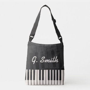 Aangepast zwart-wit pianotoetsenbord. Naam toevoeg Crossbody Tas