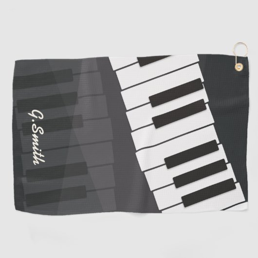 Aangepast zwart-wit pianotoetsenbord. Naam toevoeg Golfhanddoek (Horizontaal)