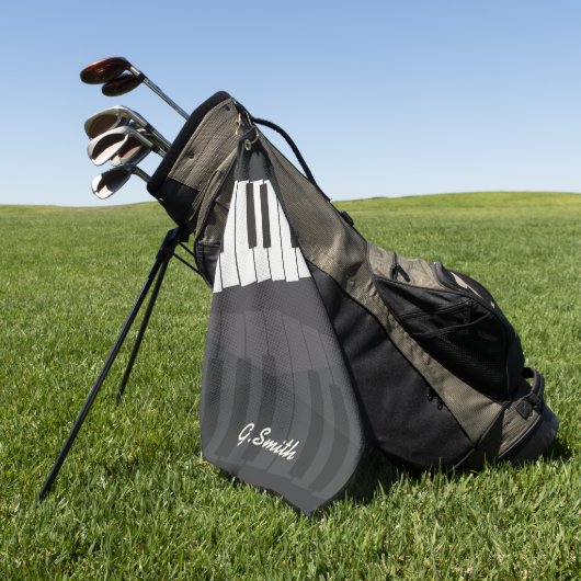 Aangepast zwart-wit pianotoetsenbord. Naam toevoeg Golfhanddoek (Groen)