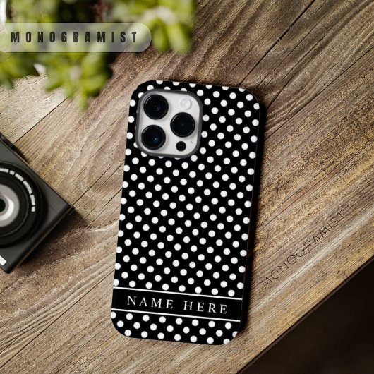 Aangepast zwart-wit polka dot ontwerp Case-Mate iPhone case