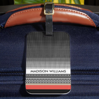 Aangepast zwart wit rood polka stippen strepen pat bagagelabel