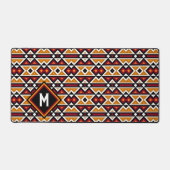 Aangepast zwart wit rood Sinaasappel etnisch retro Bureaumat (Voorkant)