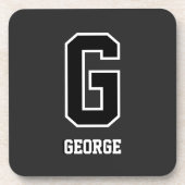 Aangepast zwart wit, speciaal monogram voor hem bier onderzetter (Voorkant)