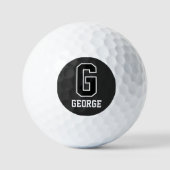 Aangepast zwart wit, speciaal monogram voor hem golfballen (Voorkant)